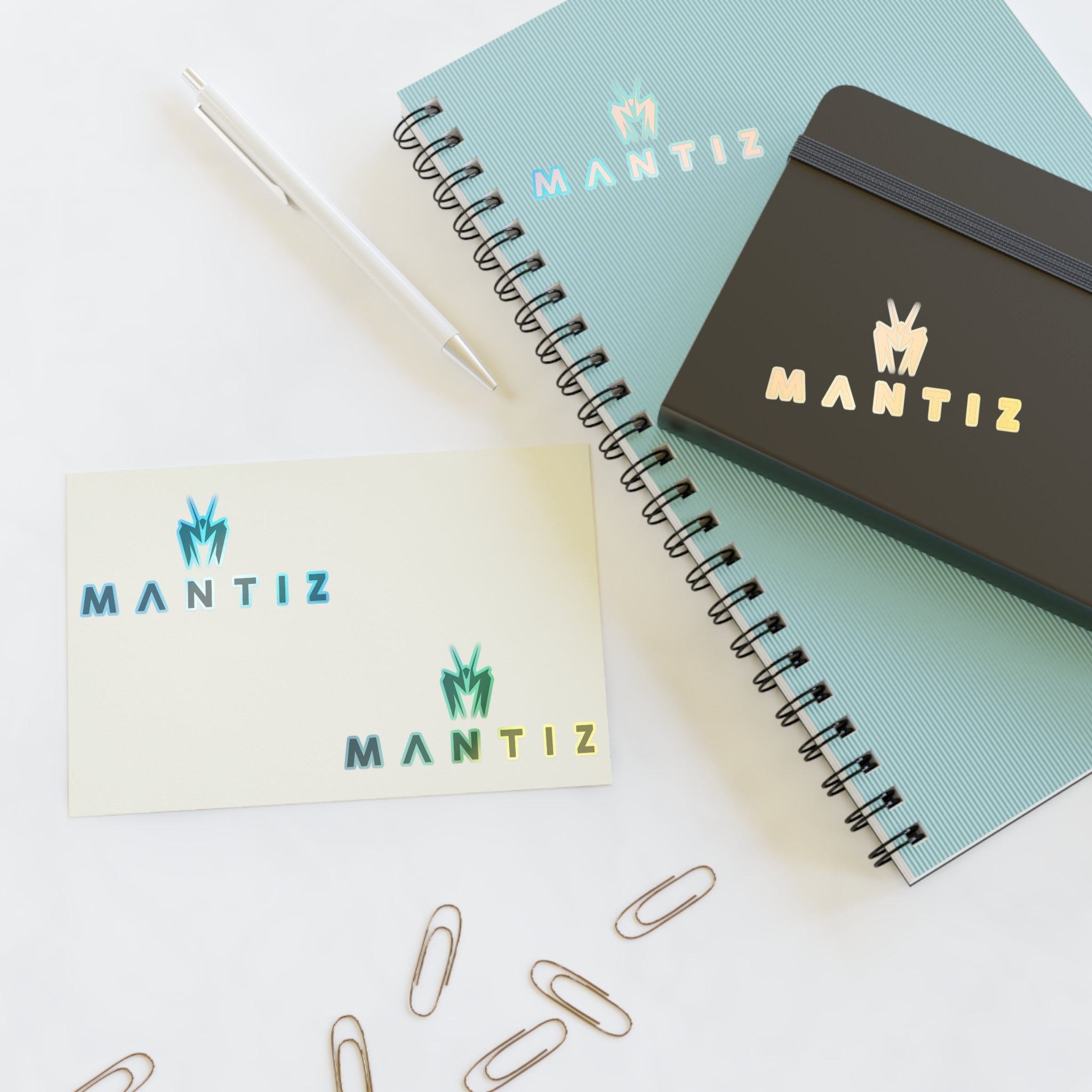 Mantiz Logo Sticker Sheet — Minimal Black Branding Stickers